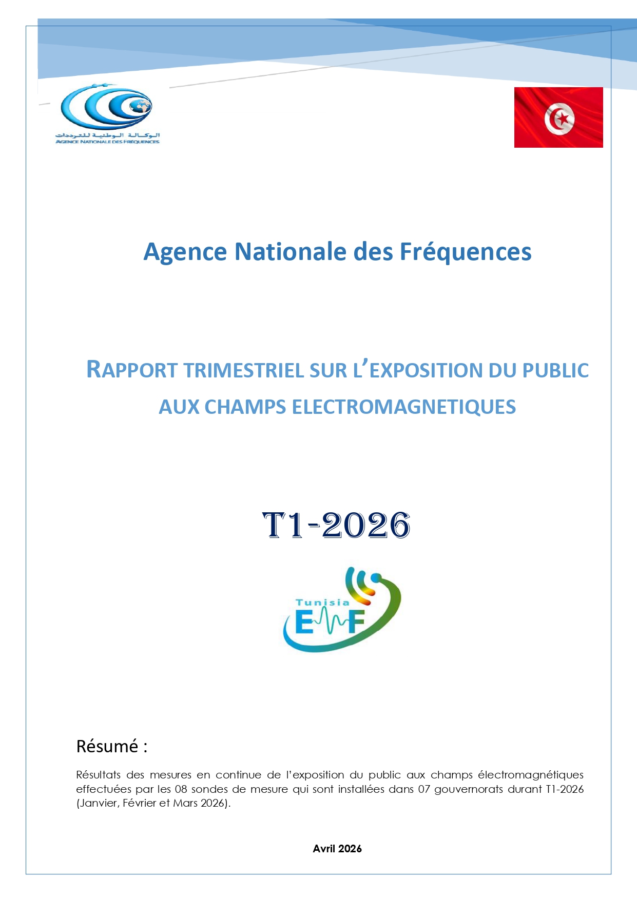 RAPPORT TRIMESTRIEL SUR L’EXPOSITION DU PUBLIC AUX CHAMPS ELECTROMAGNETIQUES T1-2026