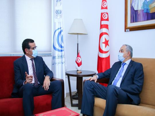 visite de travail de M. Mohamed Al-Fadel Karim, ministre des Technologies de la communication et de la transformation numérique au siège  l'Agence nationale des fréquences