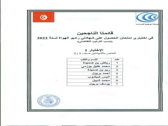نتائج امتحان الحصول على شهادة راديو الهواة لسنة 2022
